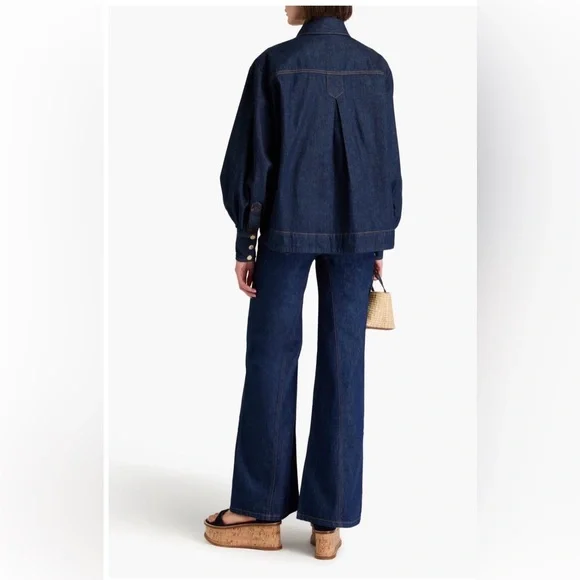 Zimmermann Dark Blue Appliquéd Denim Shirt - Picture 3 of 7